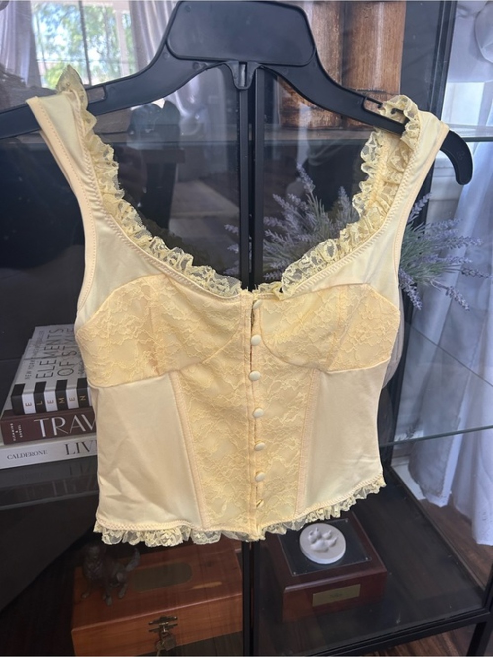 Lace-Trim Yellow Crop Top